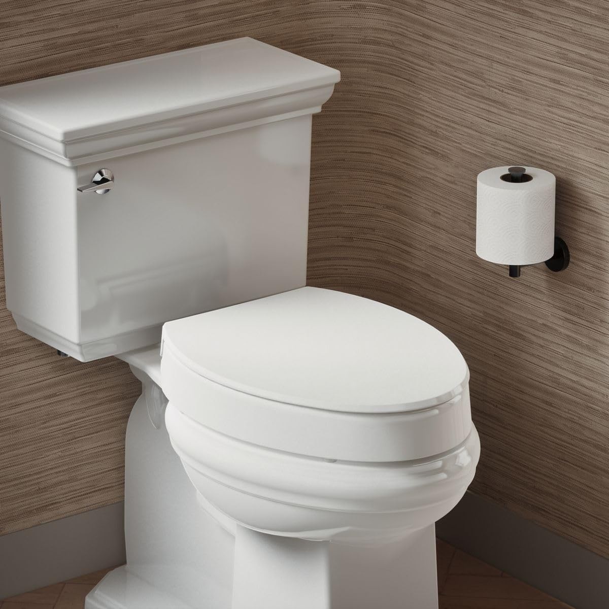 KOHLER 25875-0 Hyten 3" Elevated Toilet Seat: Soft Close, Elongated, White