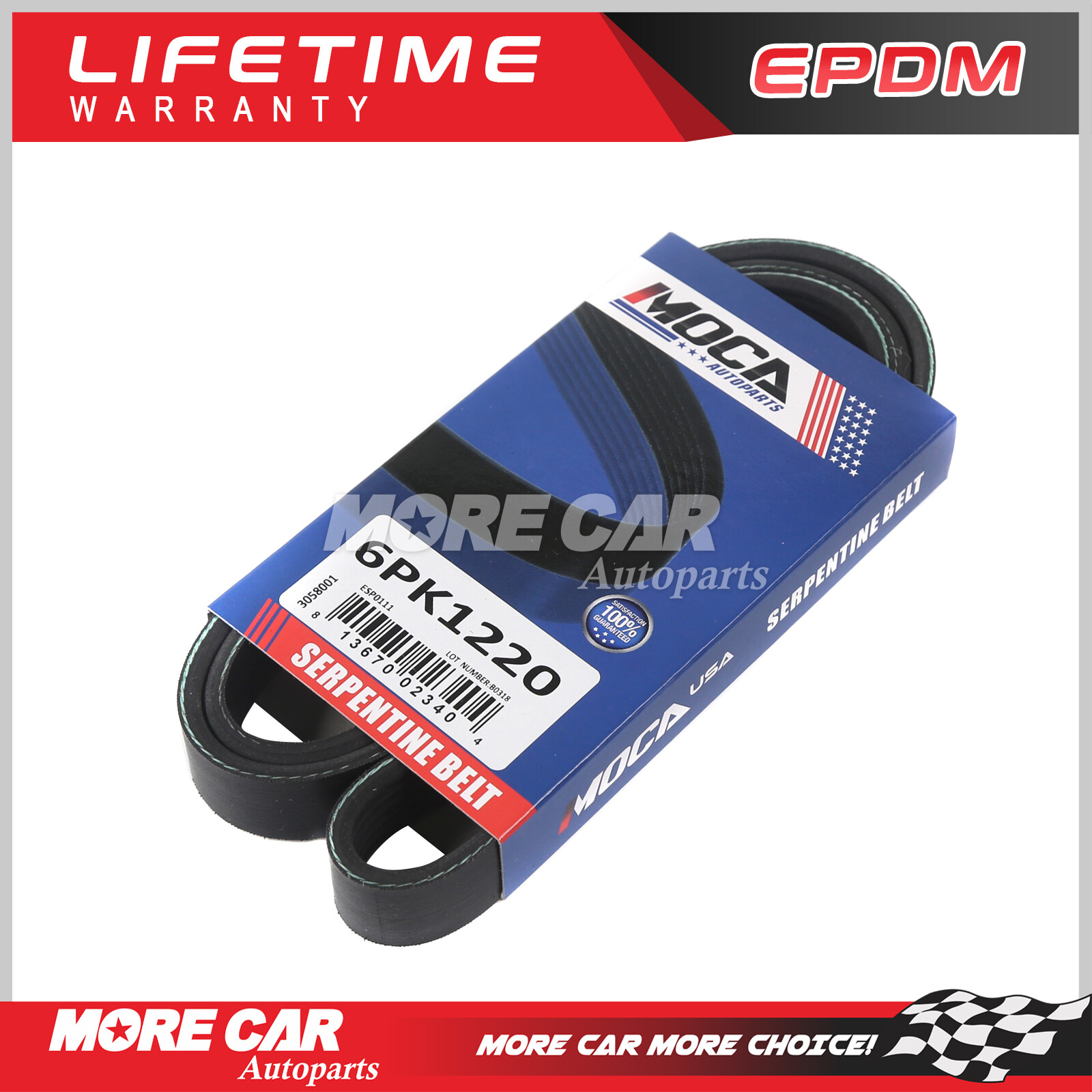 EPDM Serpentine Belt for 08-20 Cadillac CTS Toyota Corolla Kia Mercury 6PK1220
