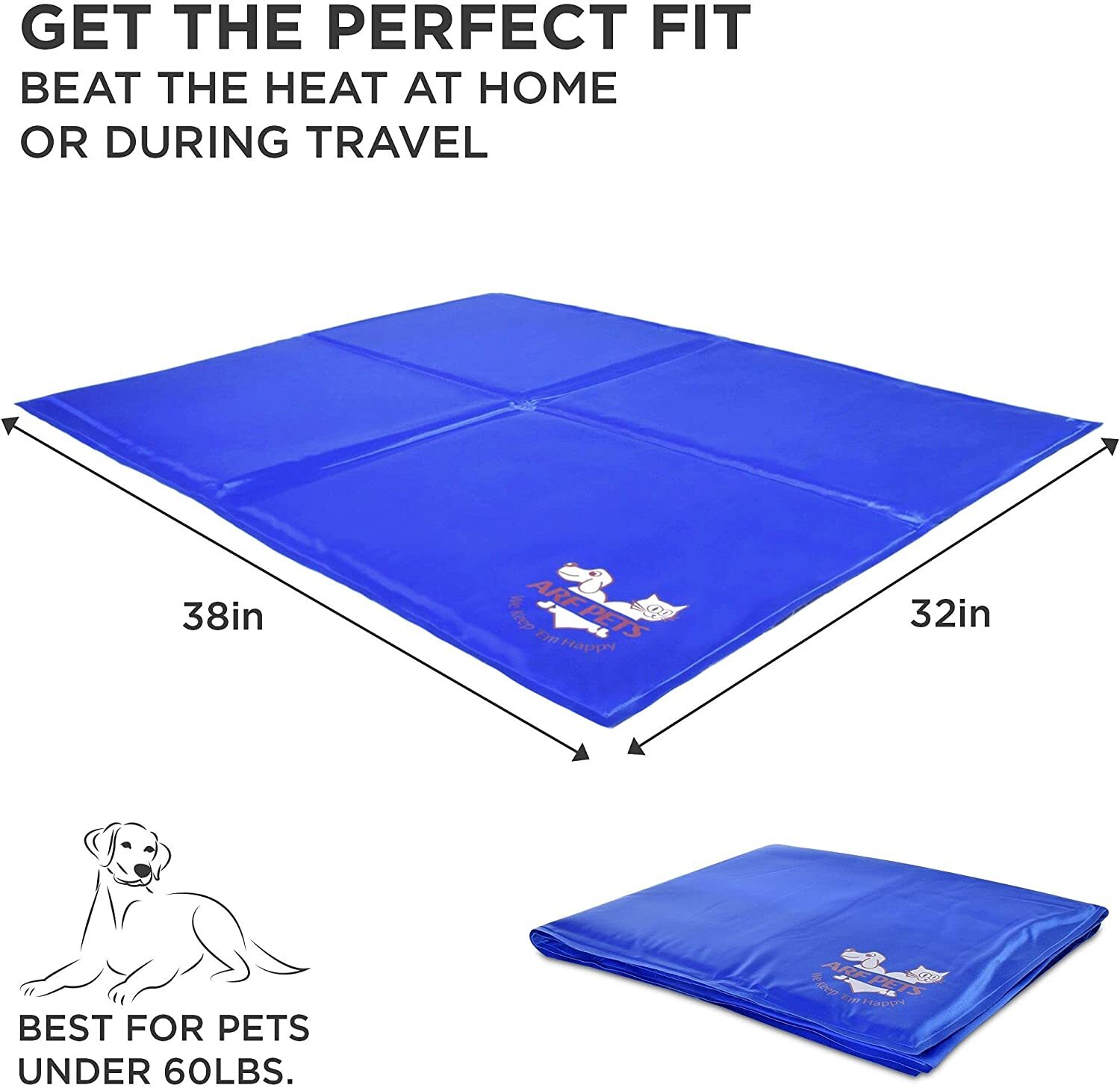 Arf Pets Dog & Cat Self Cooling Mat Pad for Kennels, Crates & Beds 31x37"