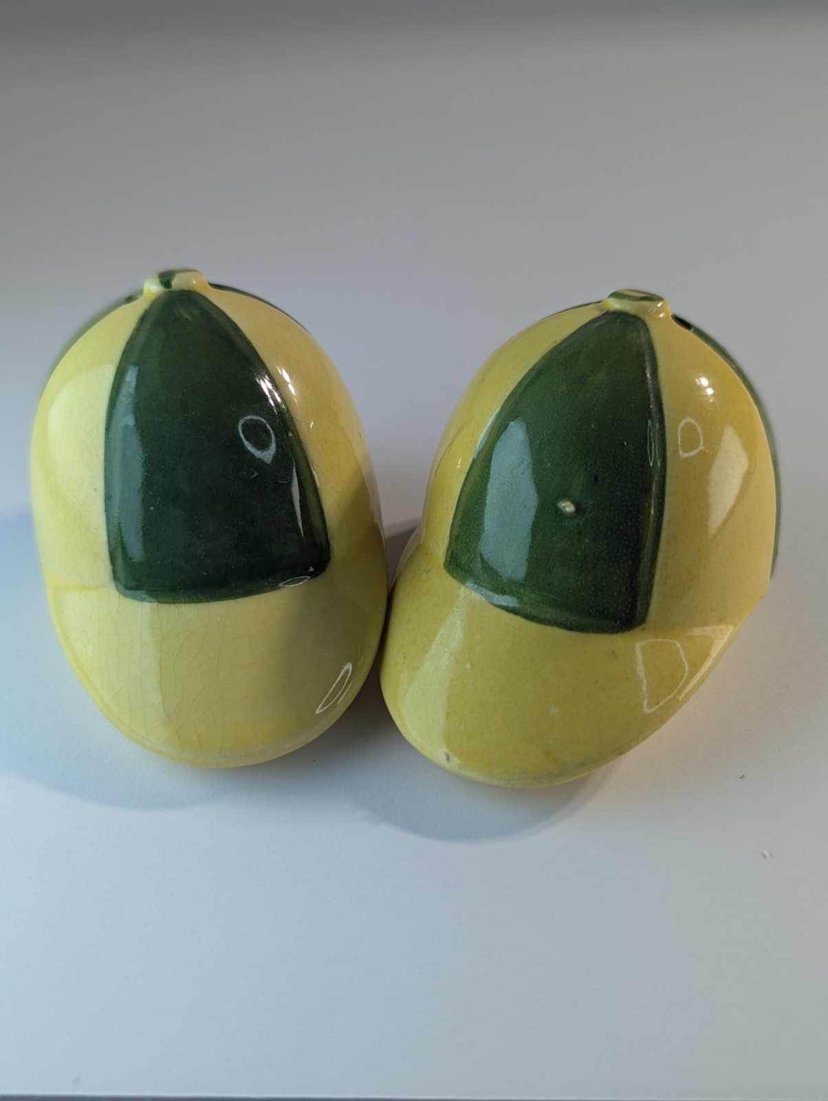 Vintage 1950's Baseball Cap Hat Salt And Pepper Shakers
