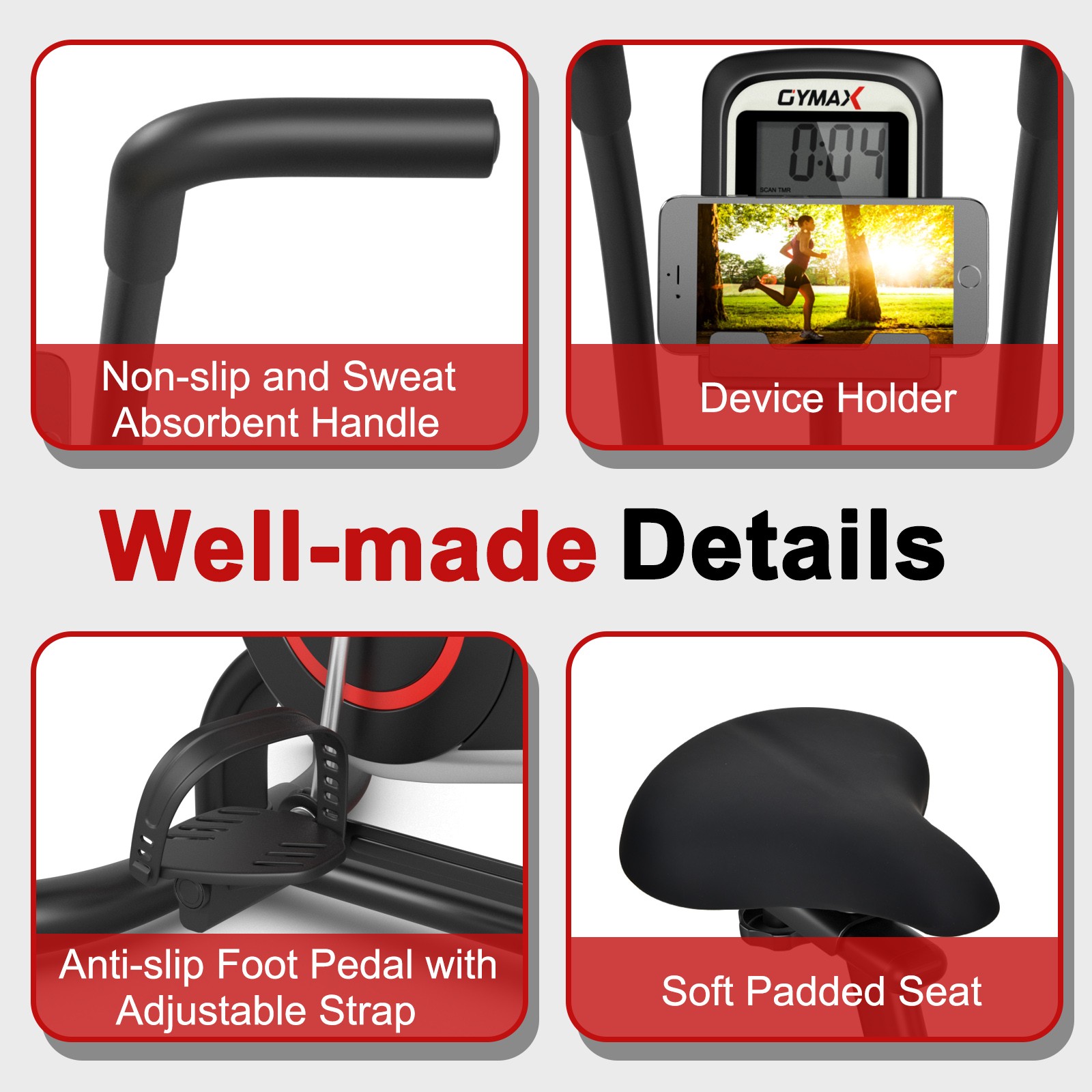 Unlimited Resistance Airdyne Bike Fan Exercise Bike with Clear LCD Display