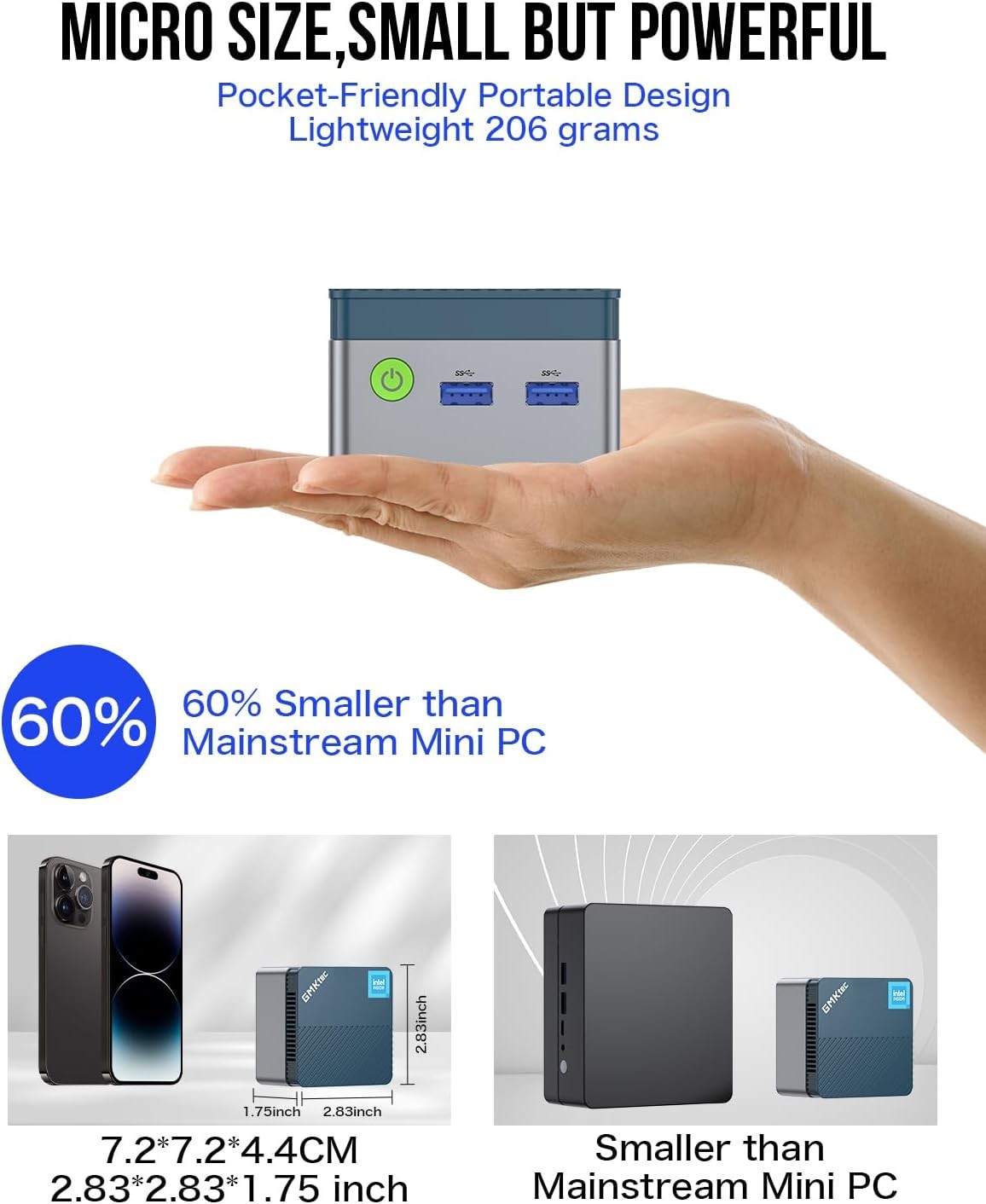 GMKtec Pocket Mini PC G5 Intel Alder Lake N97 Up to 3.60GHz 12GB DDR5 512GB SSD