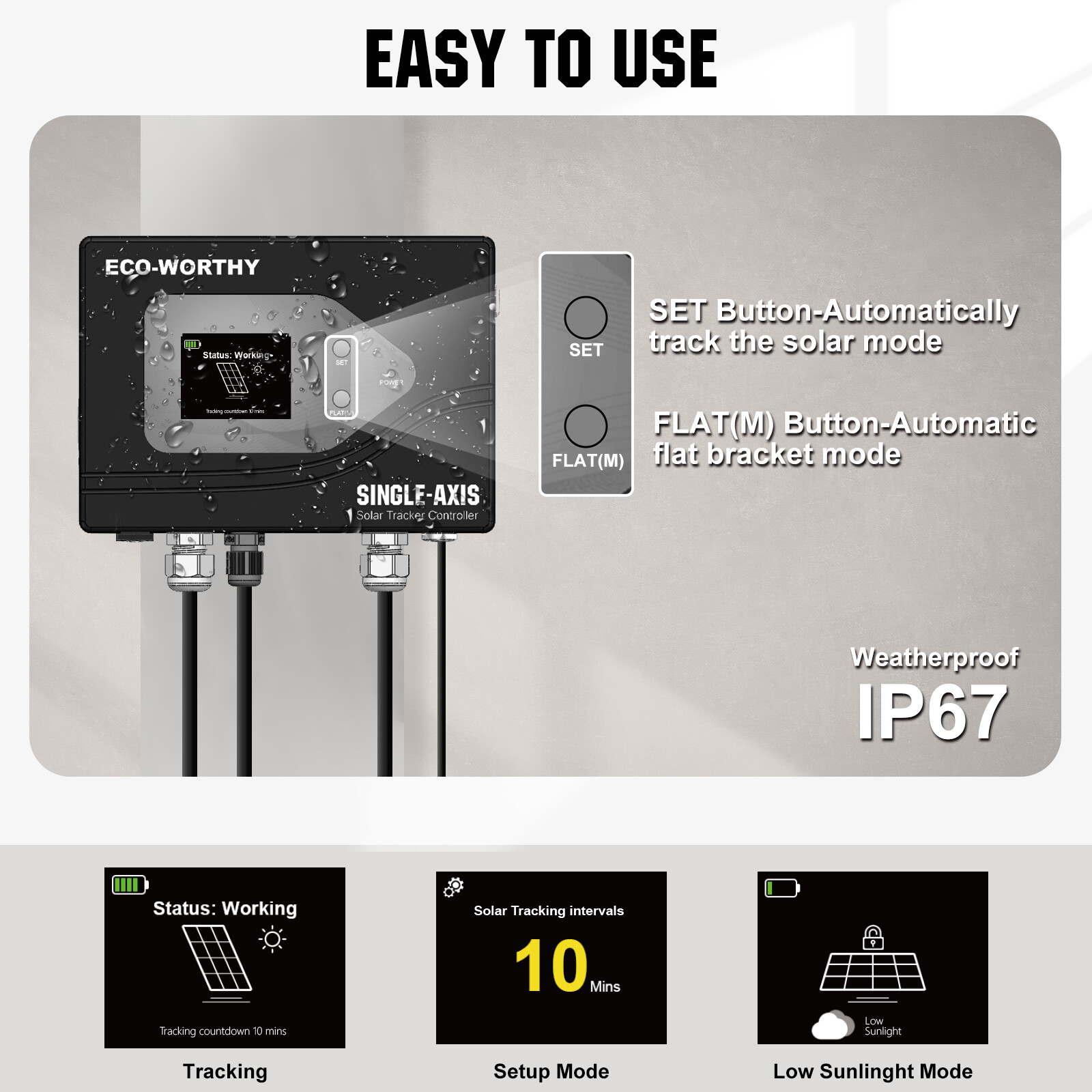 ECO-WORTHY Solar Panel Single Axis Tracking System with Tracker Controller