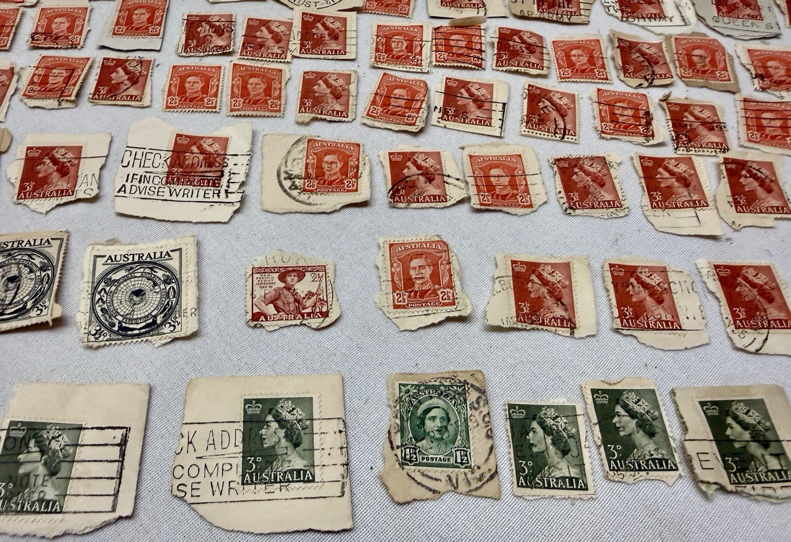 Vintage Australia Royalty Stamp Collection Lot 80+ Used 50s-60s, Queen Elizabeth