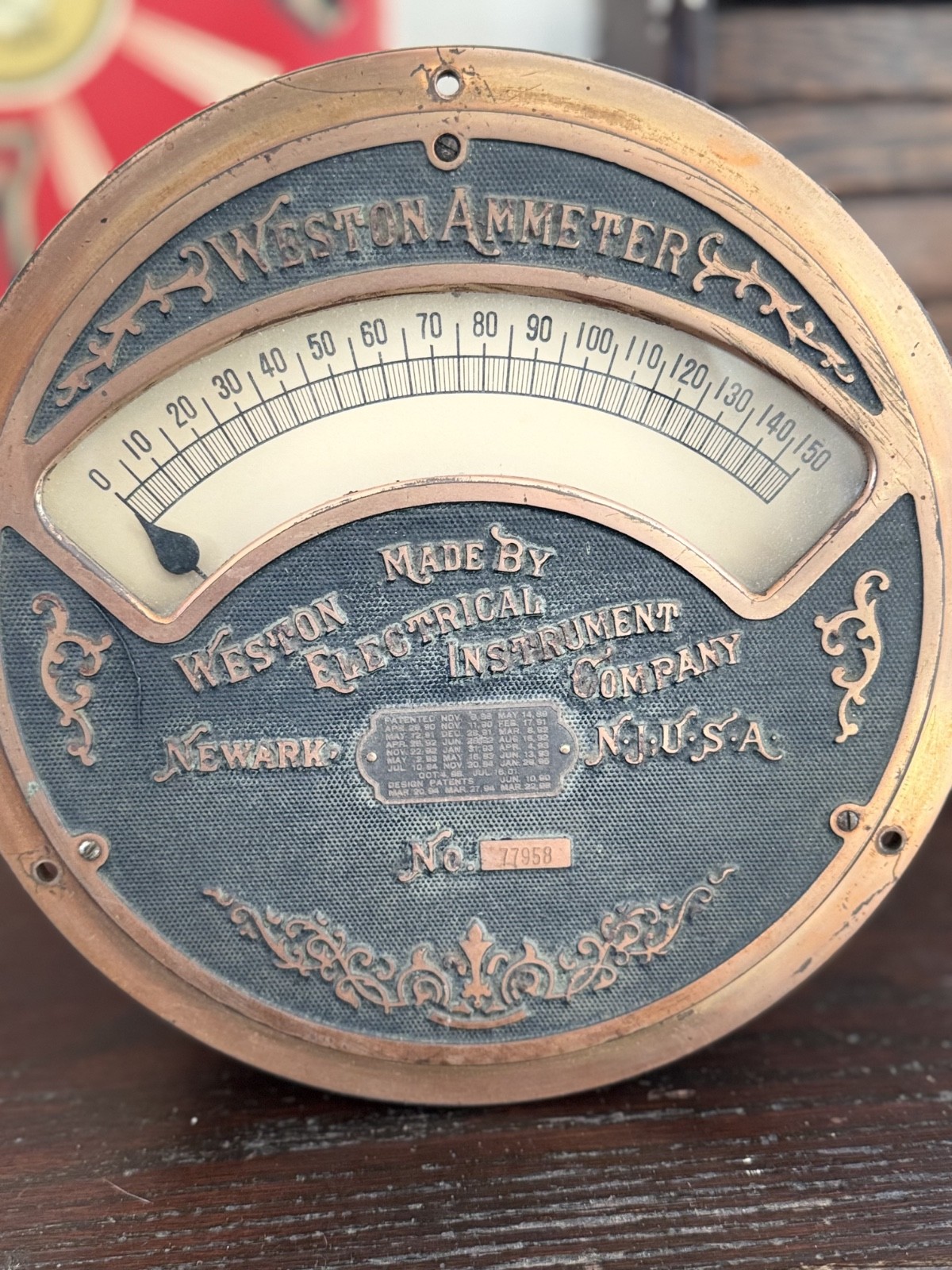 1890 WESTON Switchboard Factory AMMETER Amperage Amp Meter Panel Mount 10"