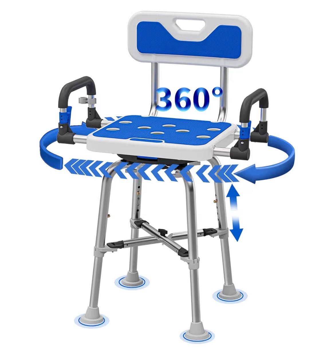 Swive Shower Chair with Arms and Back Heavy Duty 500 lbs for shower bath