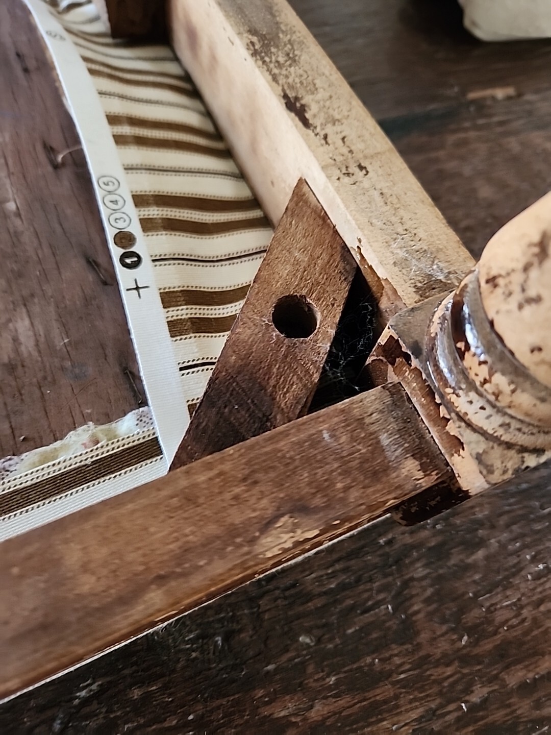Vintage Wood Vanity Stool Chair 22" x 14" x 18" Upholstered Seat