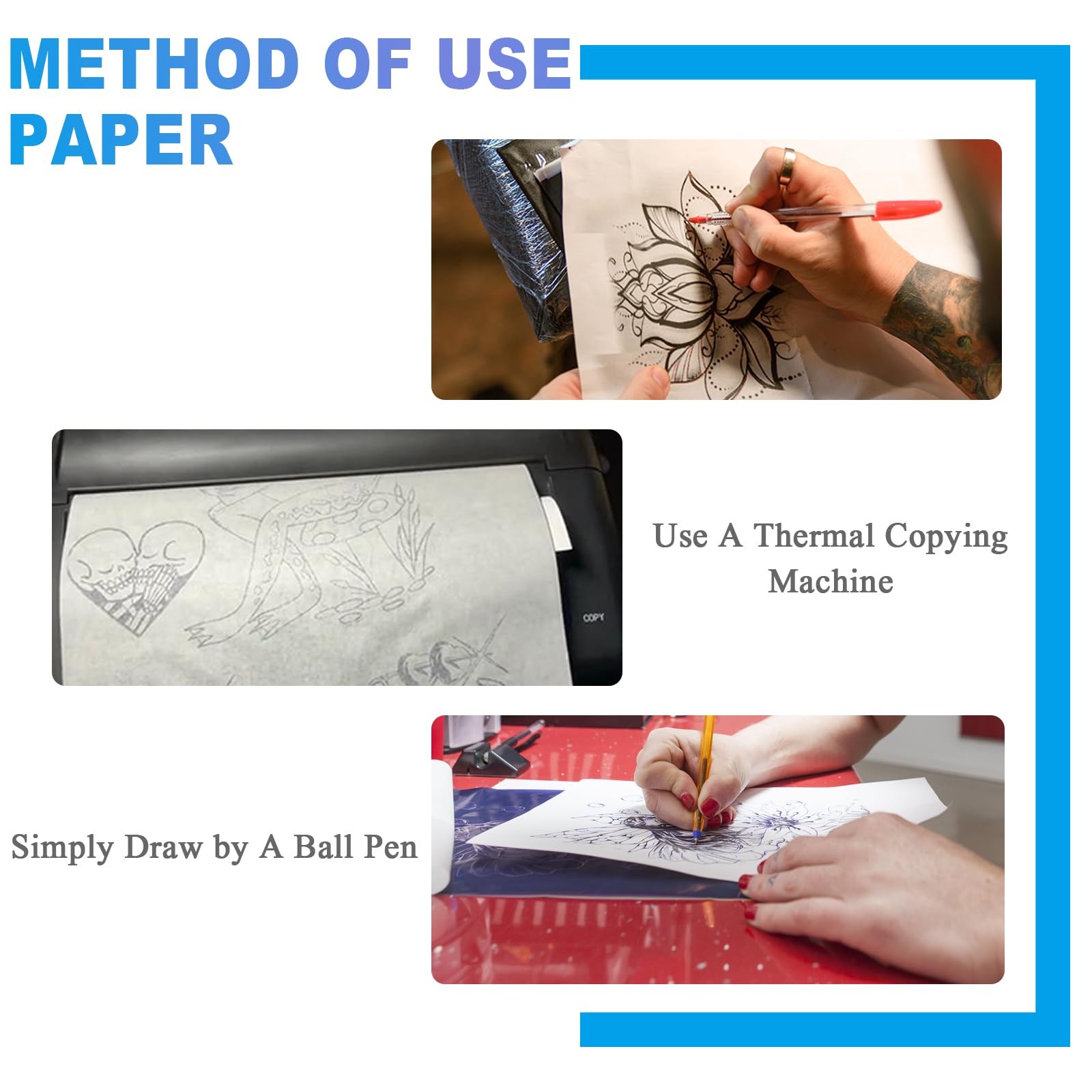 3MM Tattoo Skin Practice Kit - 13Pcs Fake Skin and Stencil Paper Kit Including 3