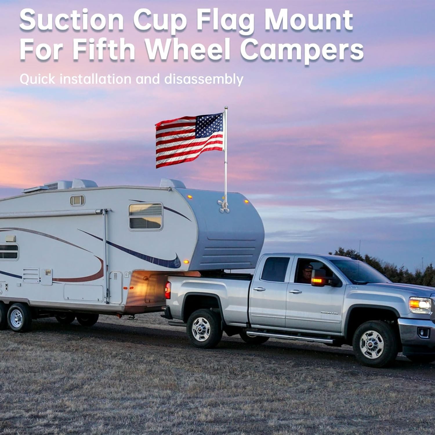 No-Drill Car Flag Pole Holder - Adjustable Angle & Multi-Suction Flag Mount