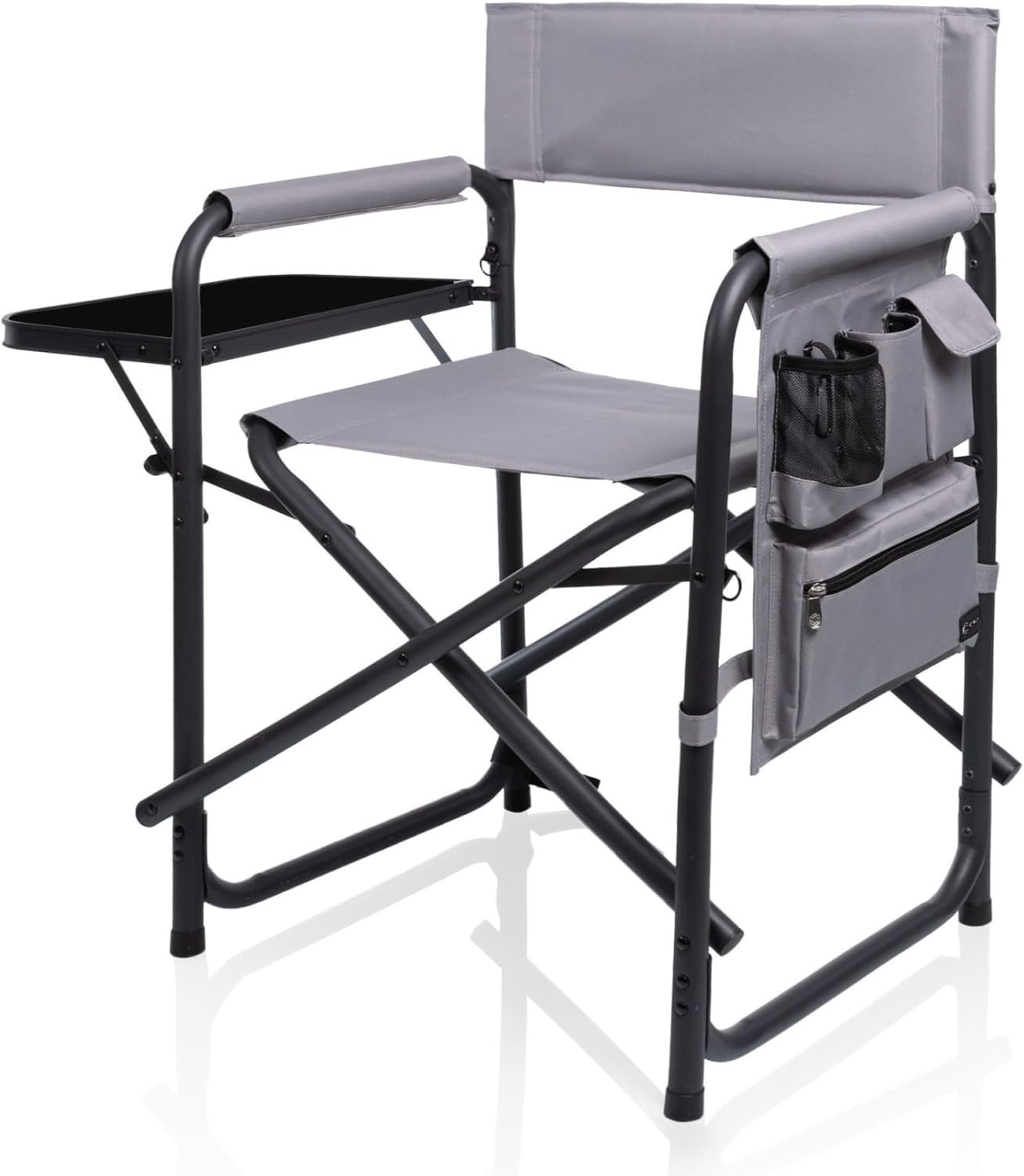 Lightweight Folding Sports Chair with Armrest Caddy and Carry Strap for Outdoors