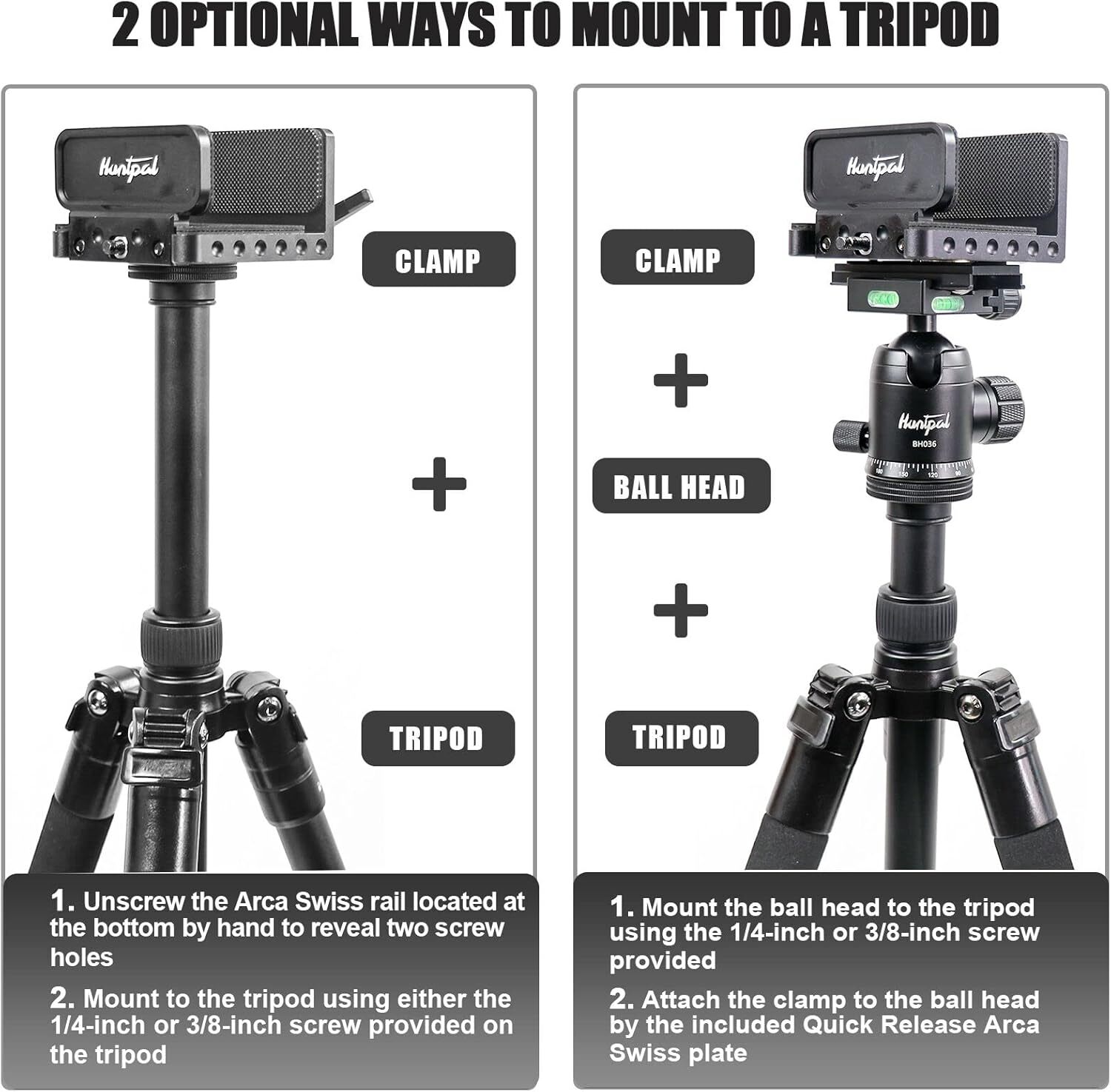 HUNTPAL Gun Rifle Clamp Shooting Tripod Rest with Arca-Swiss Switcheroo