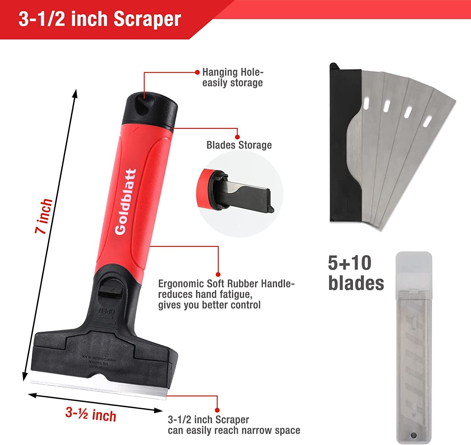 Goldblatt 2PC Razor Blade Scraper Heavy Duty 20PC 4-in Blades Floor Scraper Tool