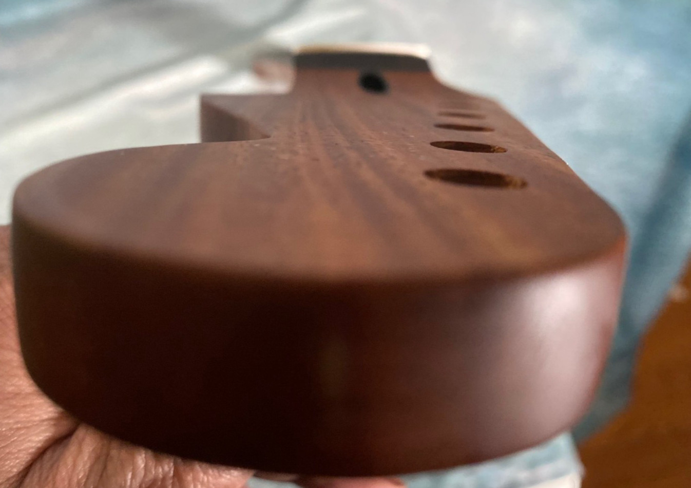 Roasted Mahogany Strat Neck Rosewood Slab Stainless Steel Rolled Frets Bone Nut