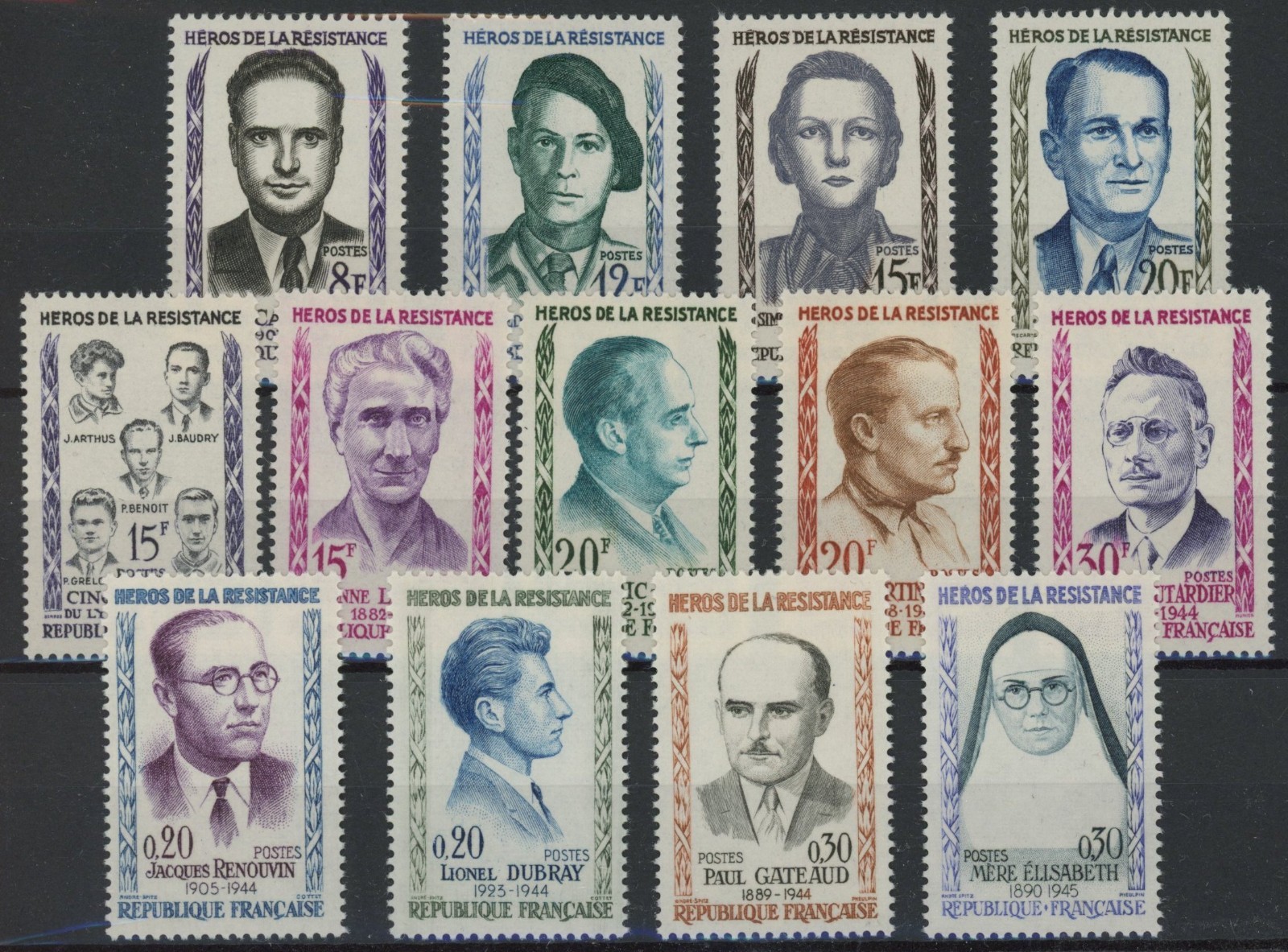 France 1958/61 : Celebrities - 3 Good Sets Very Fine MNH Stamps