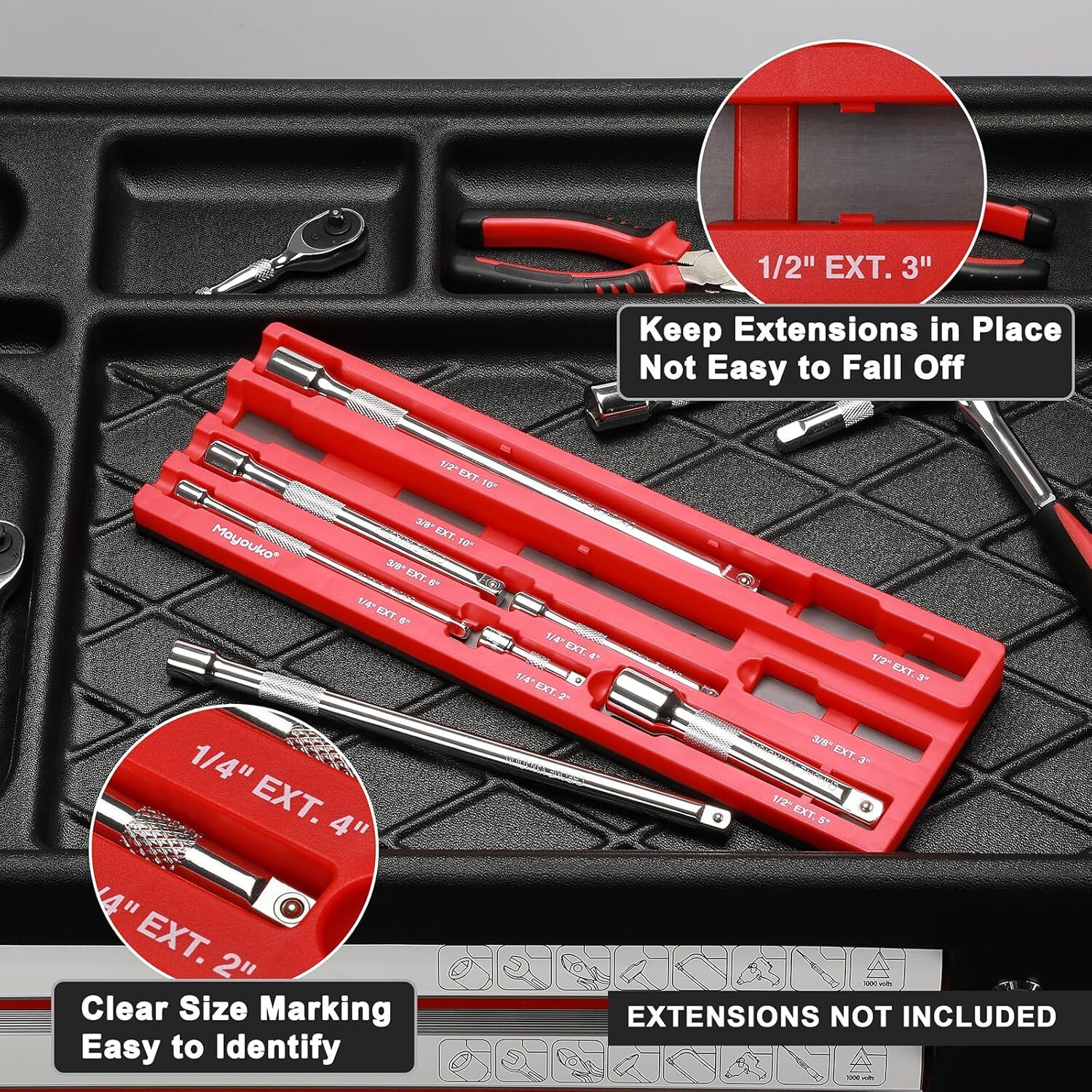 Magnetic Socket Extension Organizer Socket Extension Bar Holder 1/4",3/8",1/2“