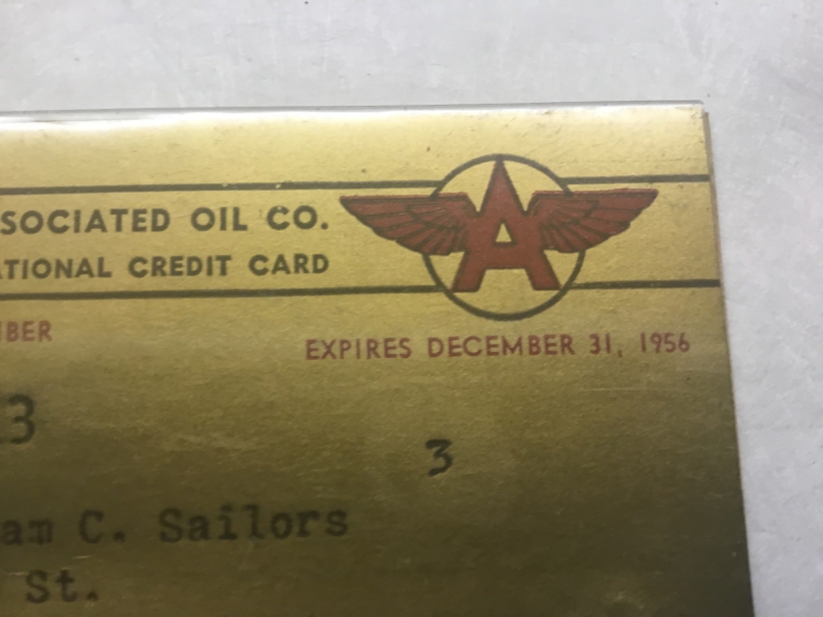 Vintage 1956 Tidewater Associated Oil Company Flying A Service Credit Card