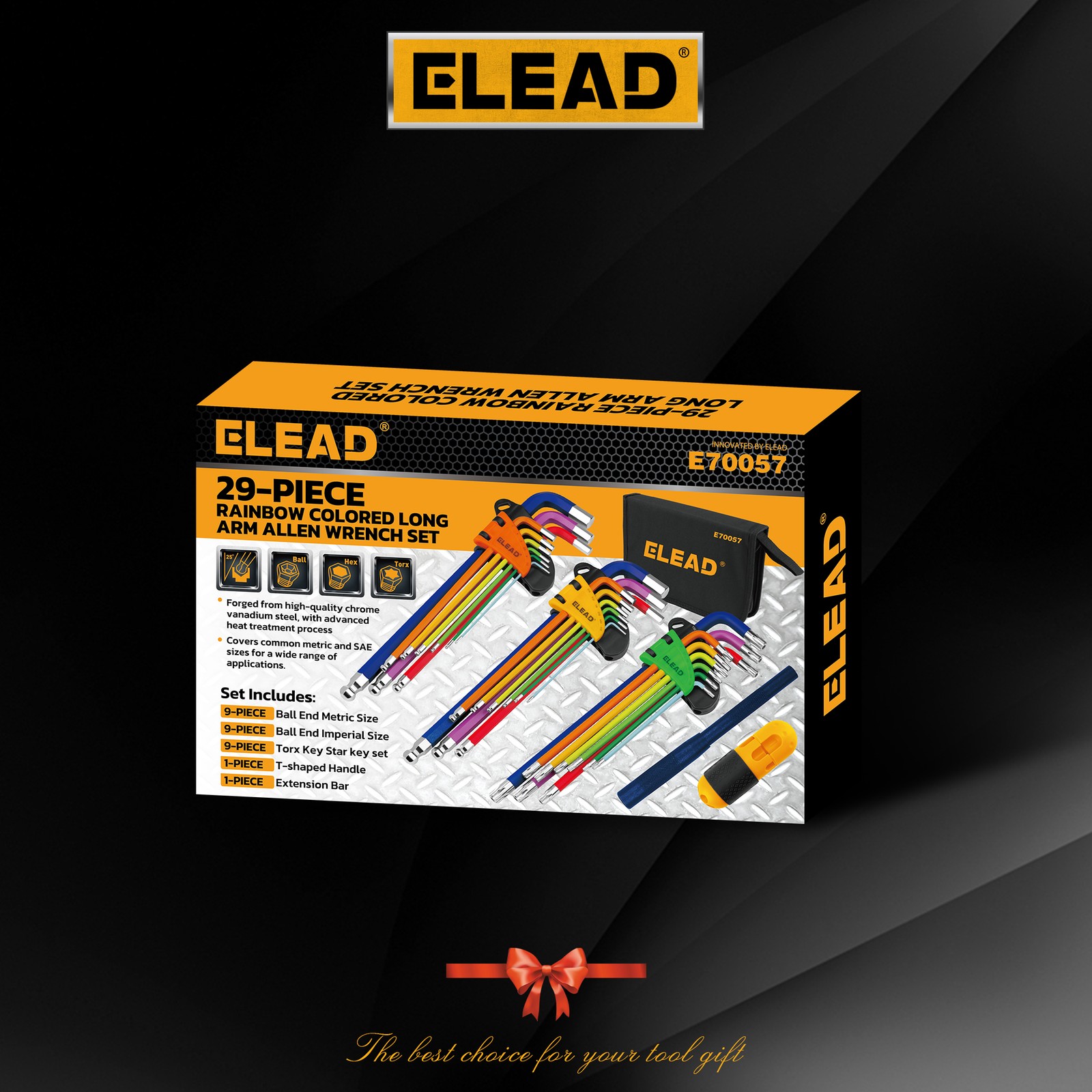 29 Piece Allen-Wrench Hex Torx Key Set Long Arm Ball End Metric SAE Torx Star