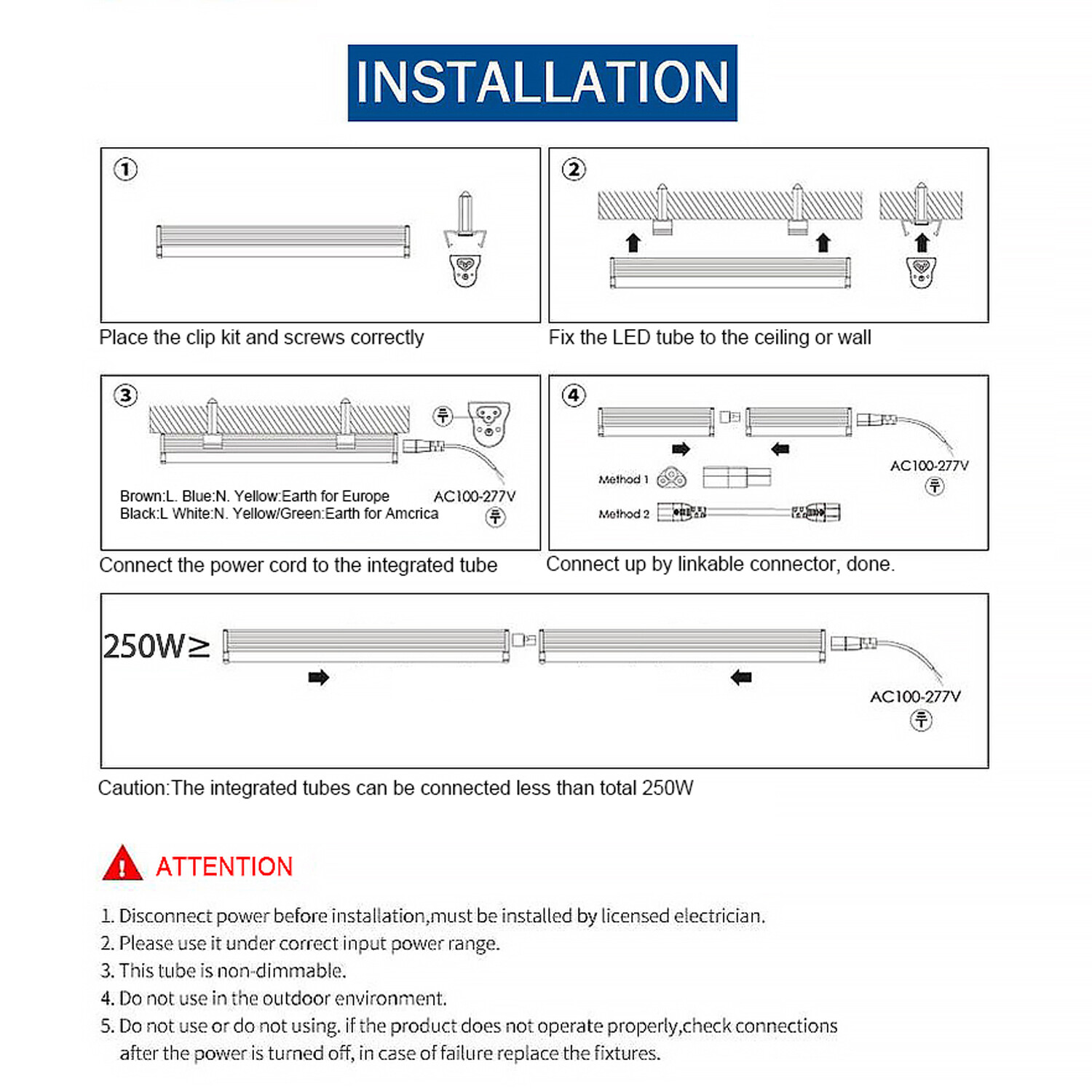 120W 8FT LED Tube Light Bulbs Integrate 8' 4 Row V Shaped LED Shop Light Fixture