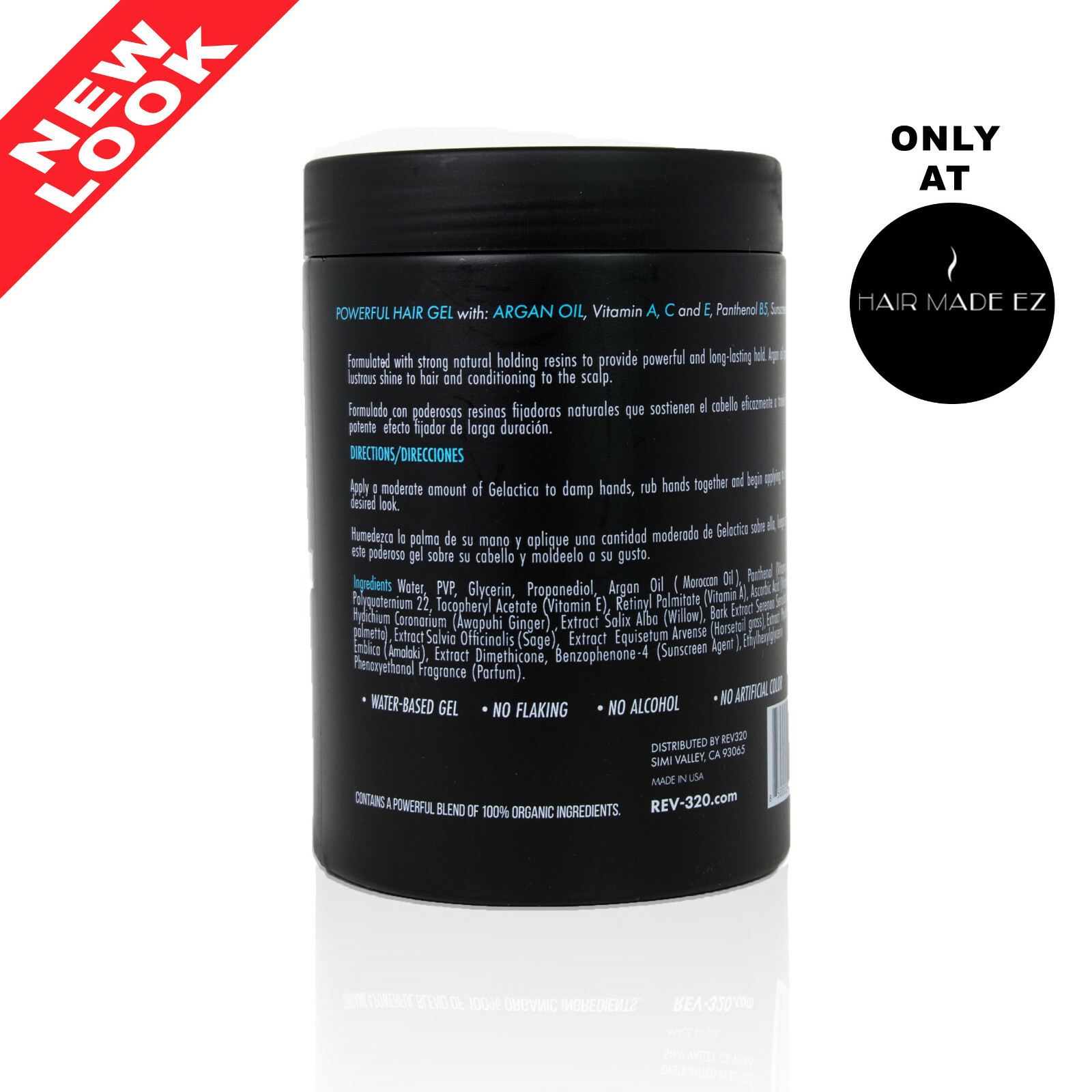 Gelactica Gel 32oz Hair Gel for Men - Organic Ingredients - Water Base New Look