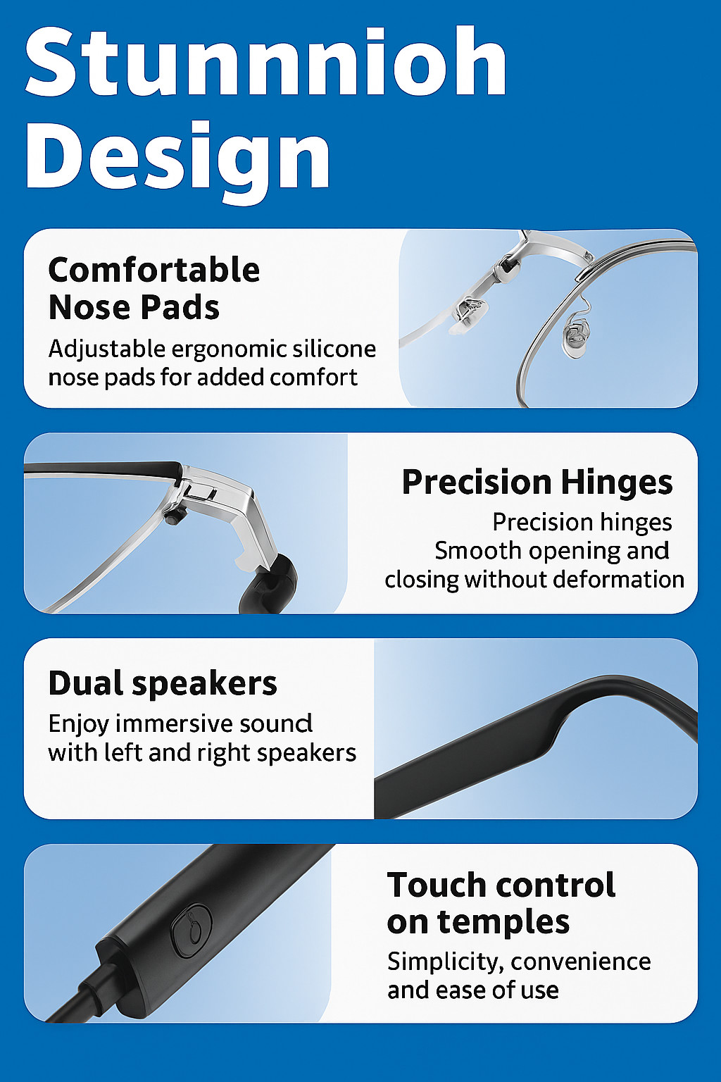 Smart Glasses AI Bluetooth Glasses 144+ Translation for Men & Woman Work Travel