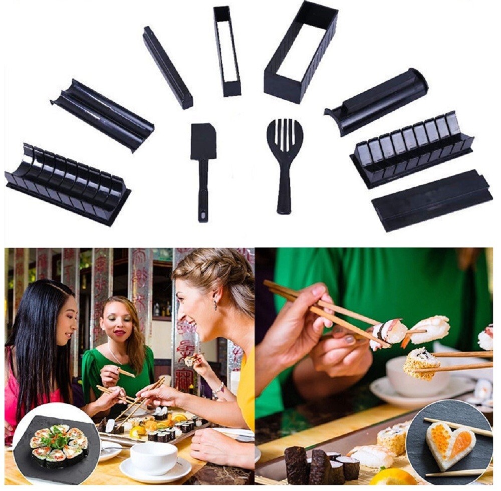 DIY Sushi Making Kit Sushi Roller Rice Ball Mold Accessories