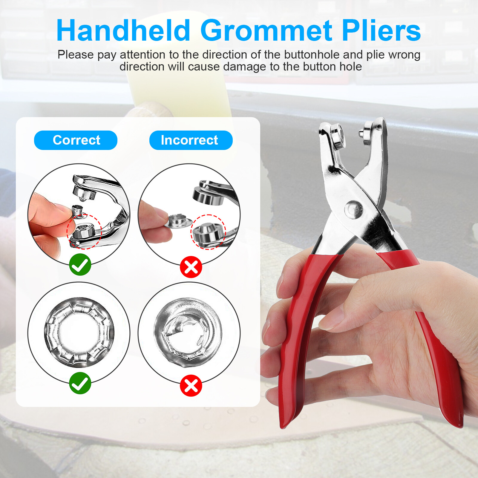 300pc 1/4 inch Grommet Eyelet Hole Punch Plier Tool Kit for Leather Canvas Craft