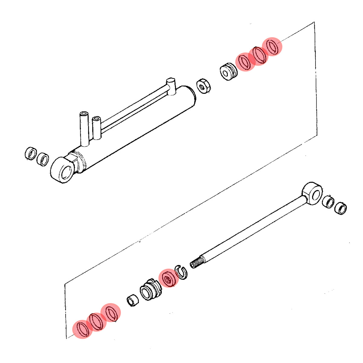 New Holland TC 15/20 & Case IH D/DX/T Steering Cylinder Seal Kit