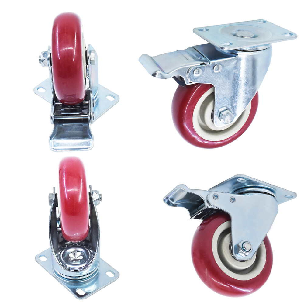 4 Piece 4 Inch Heavy Duty Caster Set Wheels Fits For All Swivel & Brake Casters