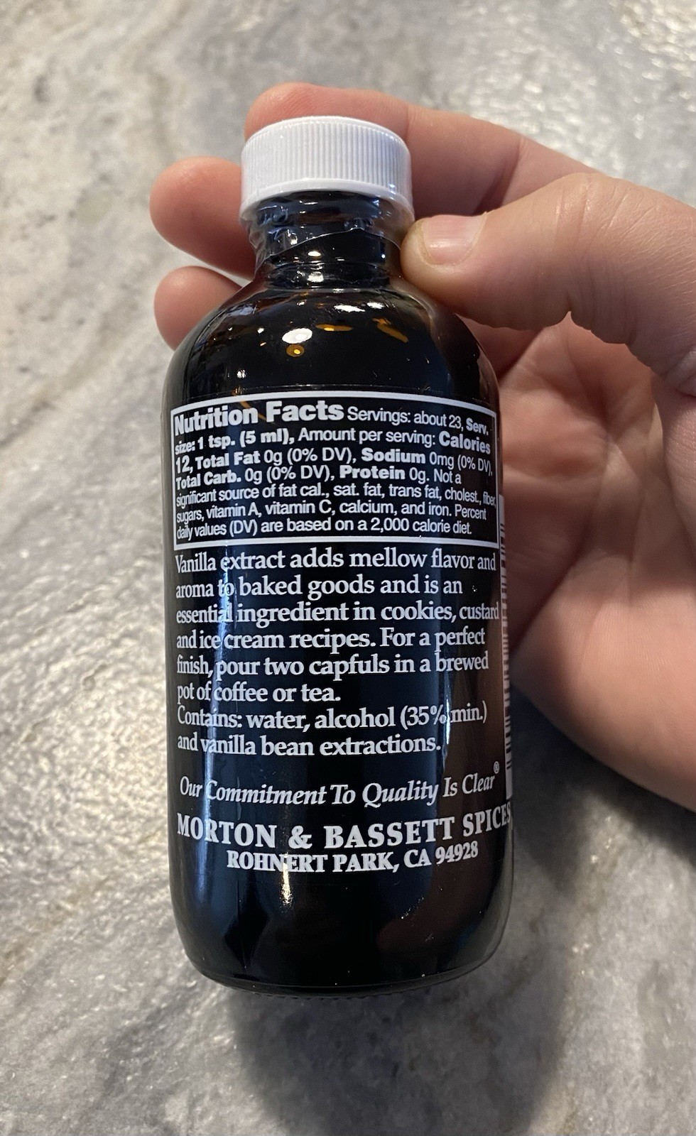 Morton & Bassett Premium Quality Pure Vanilla Extract No Added Sugar 4 FL OZ
