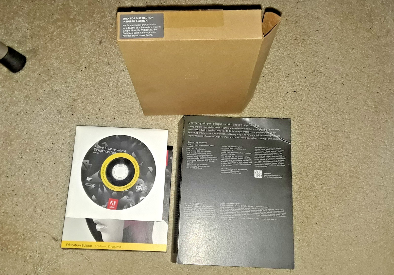 ADOBE CREATIVE SUITE 6 Design Student & Teacher Edition w/ S# MAC (PS, AI + InD)