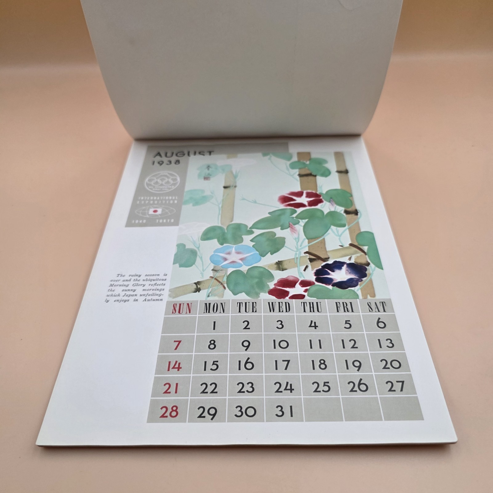 RARE XII Olympiad Ephemera Tokyo Japan 1938 Calendar WWII Canceled 1940 Olympics