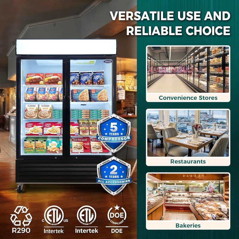 54" Glass Door Merchandiser Freezer 44.7Cu.ft Commercial Display Upright Freezer