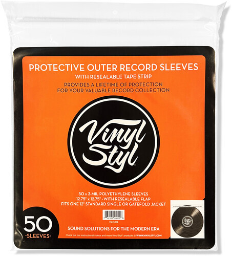 Vinyl Styl® 12 Inch Outer Record Sleeves - Resealable Flap - 50 Count (Clear) [N
