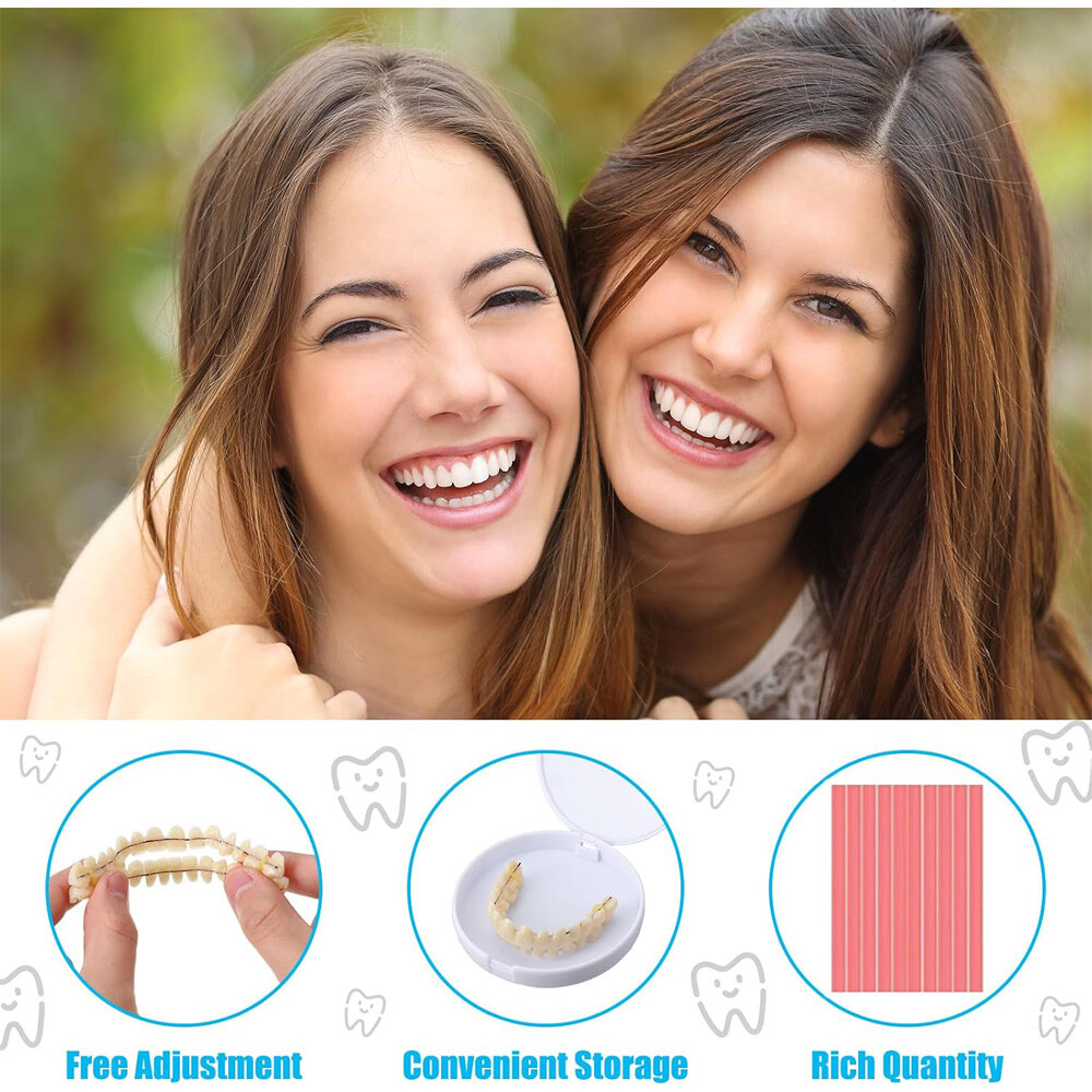 2 Set DIY Dentures Fake Teeth Kits Top and Bottom Dentures Temporary Fake Teeth