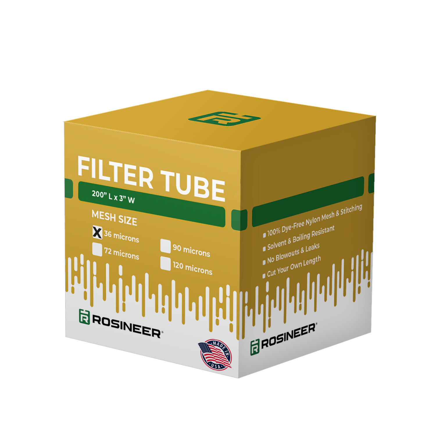 Premium Nylon Rosin Filter Tube Bag, 3" x 200", 36/72/90/120 Micron Mesh Sizes