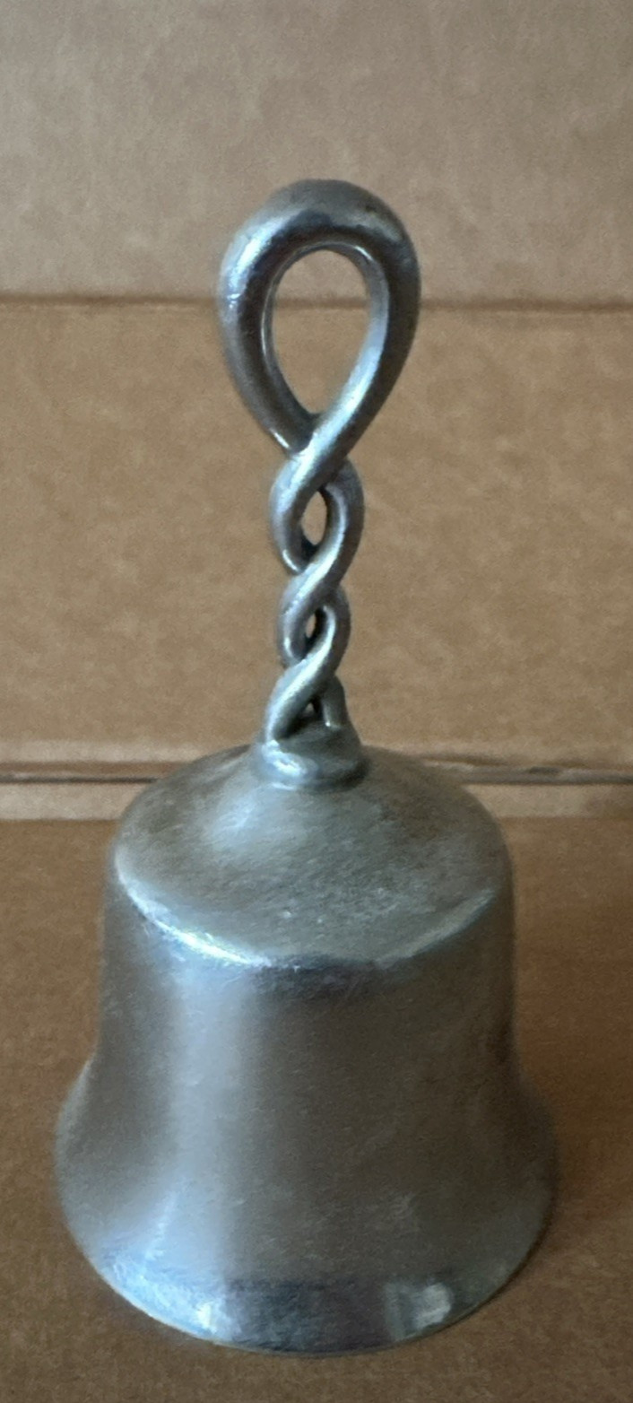 VTG twisted handle silver metal bell dinner supper NICE loud CLEAR ring vgc htf