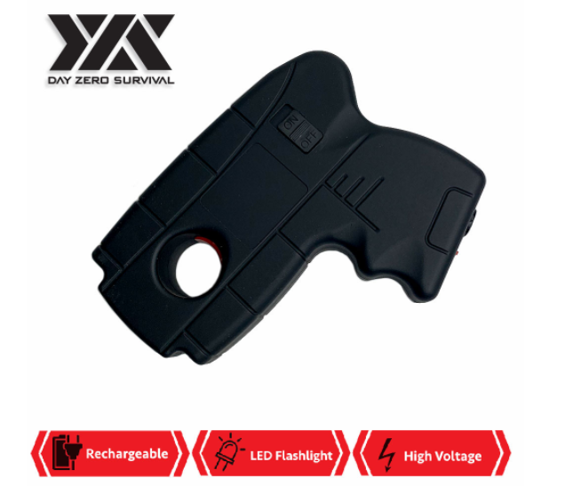 DZS 10 Million Volt Rechargeable Pistol Grip STUN GUN w/ LED Light & Safety Pin