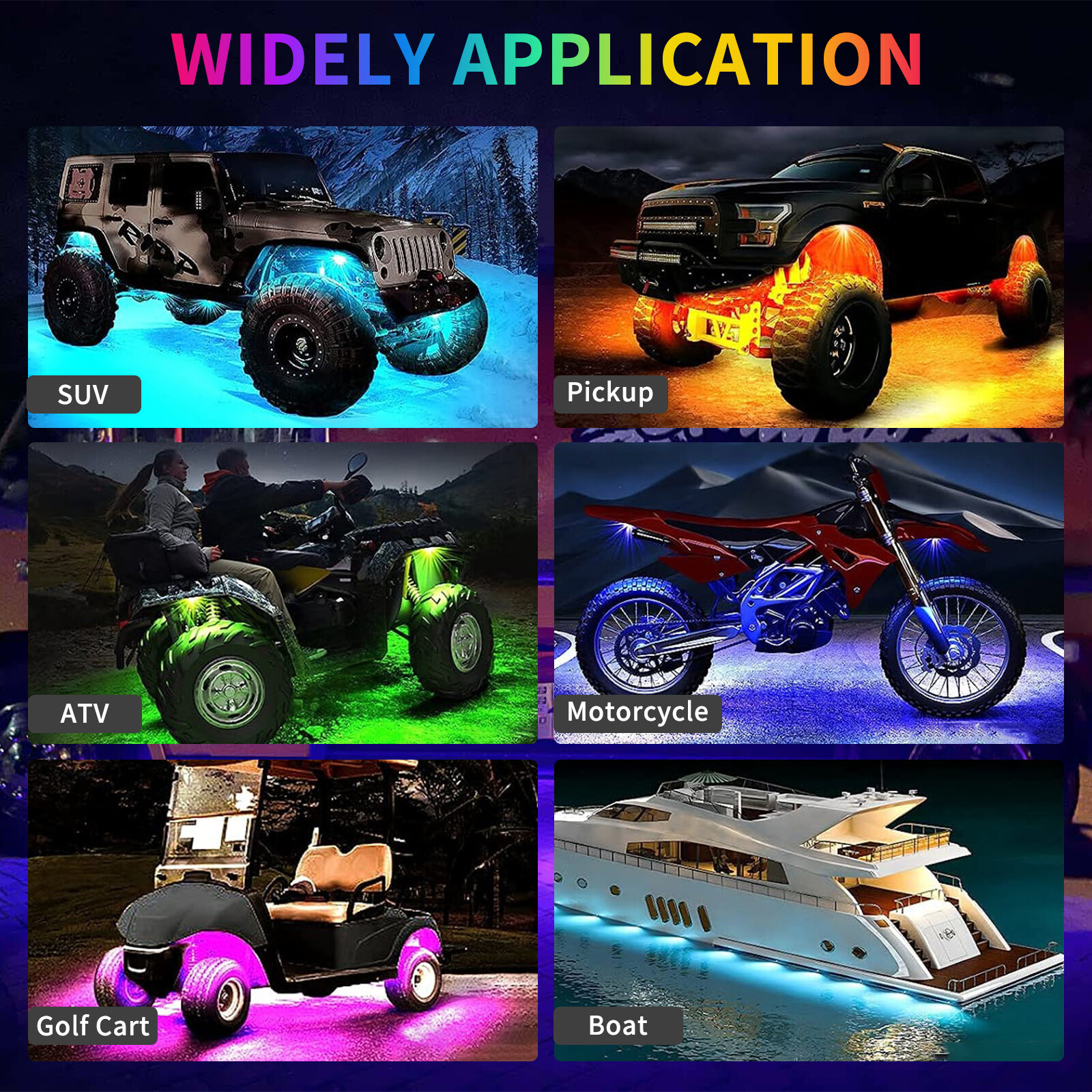 For Dodge Charger Challenger SRT 10x RGB LED Rock Lights Underglow Bluetooth APP