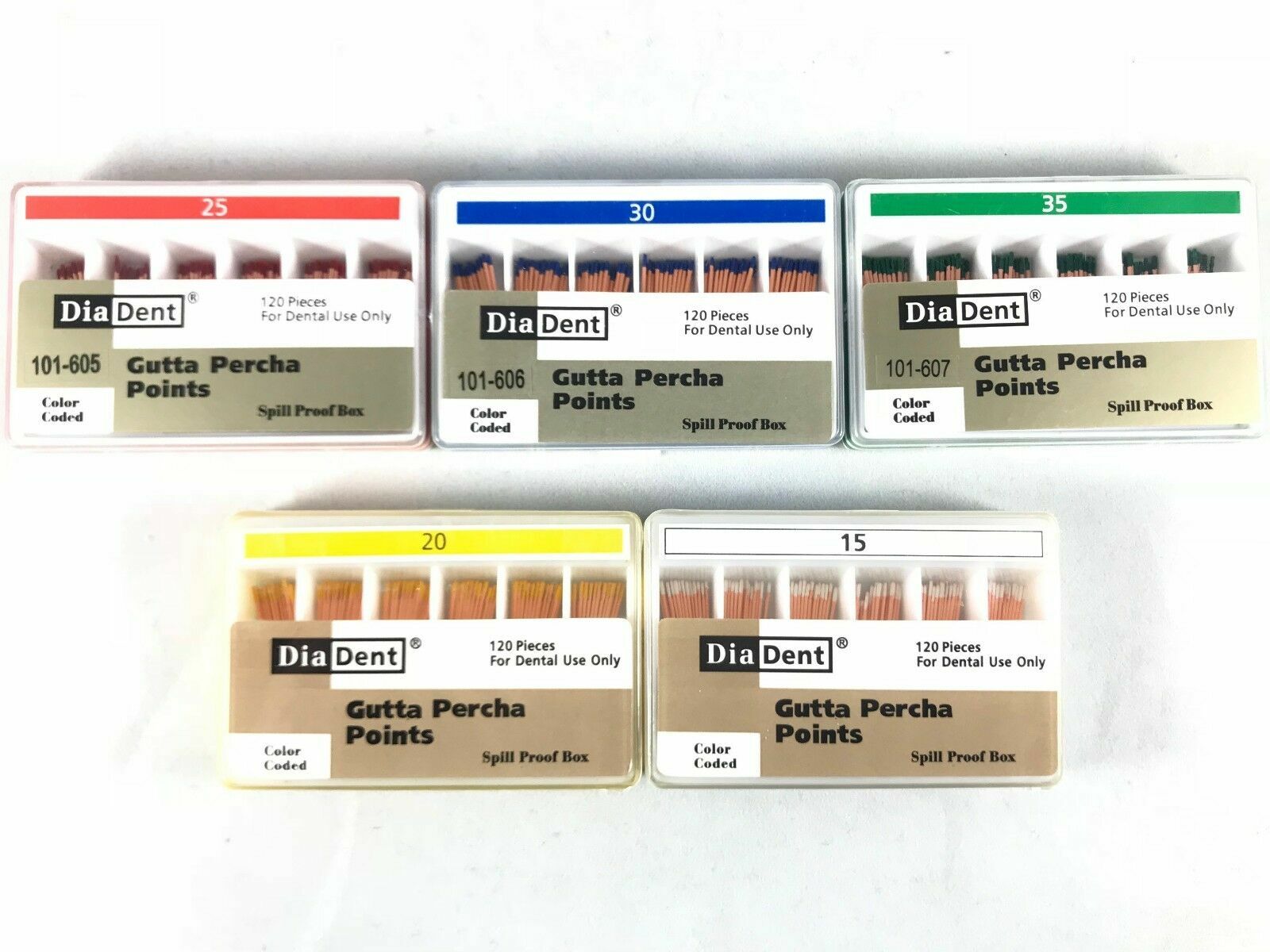 DIADENT Gutta Percha Points Endo (120 Pieces/Pack) 5 Different Sizes Available