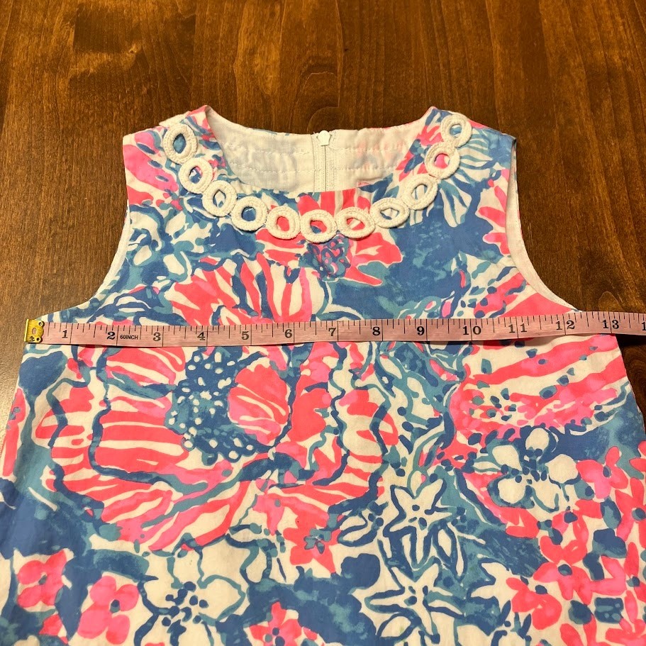 Lilly Pulitzer Pink White Blue Tropical Shift Dress Bay Blue Pop Pop Glow 6