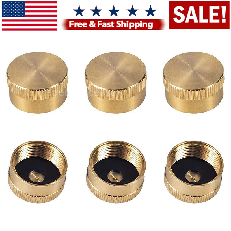 6Pcs Solid Brass Refill Propane Bottle Cap Universal for 1 LB Gas Tank Cylinder