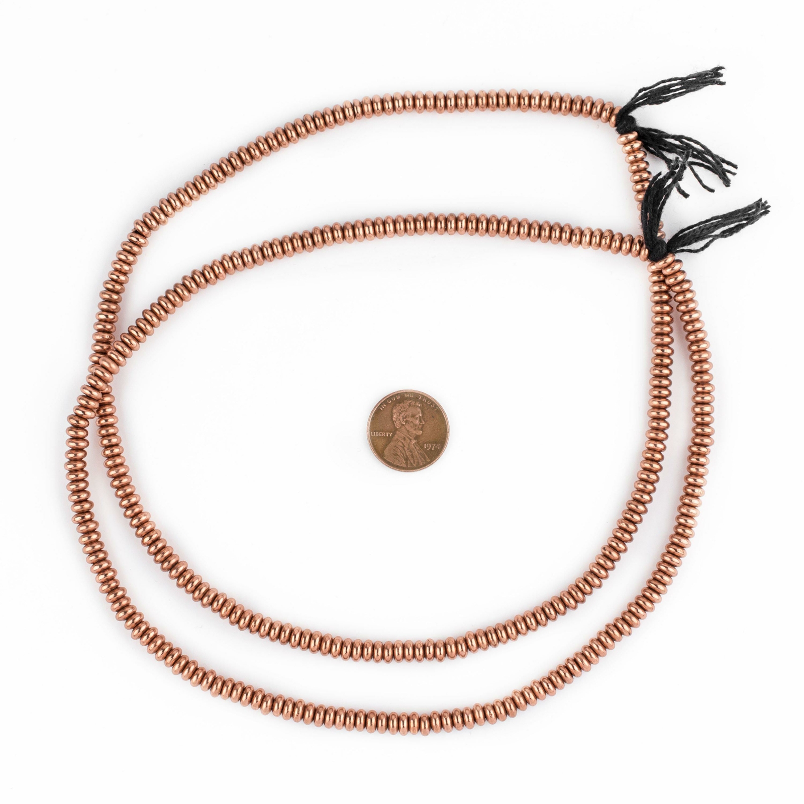 Smooth Copper Rondelle Beads 5mm Round Large Hole 16 Inch Strand