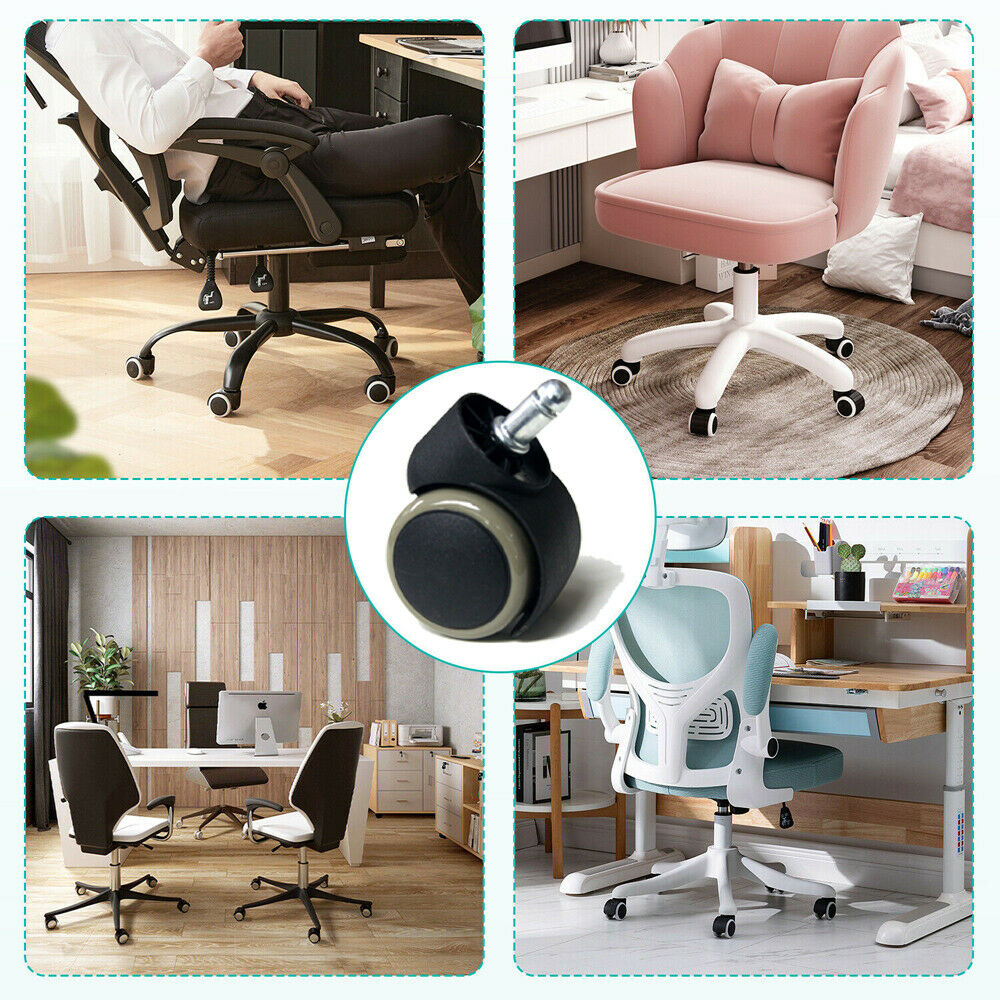 Set of 5 2" Heavy Duty Rubber Office Chair Caster Wheels Swivel Replacement