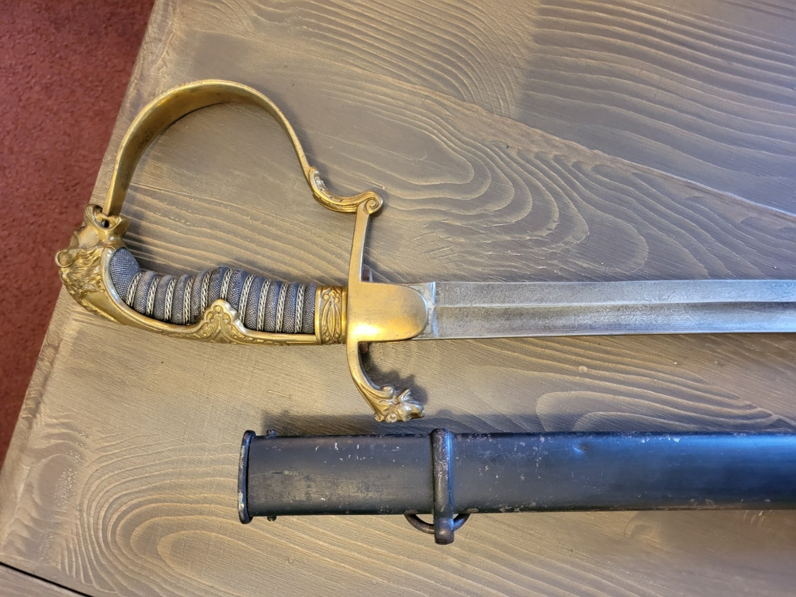 Antique WWI German/Prussian Triple-Etched Lion's Head Officer's Sword