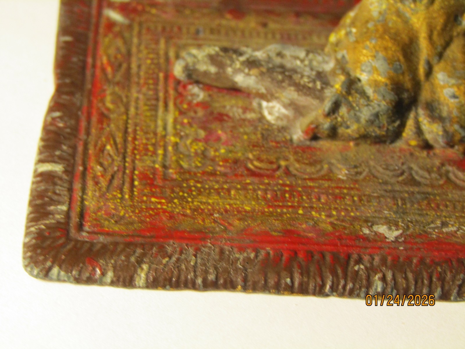 Antique Bergmann Vienna Austrian Cold Painted Bronze Arabic Topless Woman Carpet