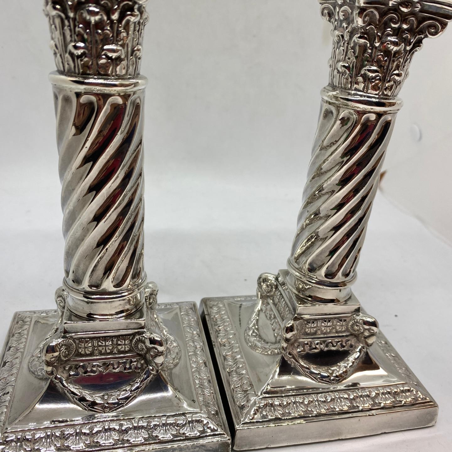 Jenkins & Timm Sterling Weighted Piano Candlesticks Sheffield 1896 Antique