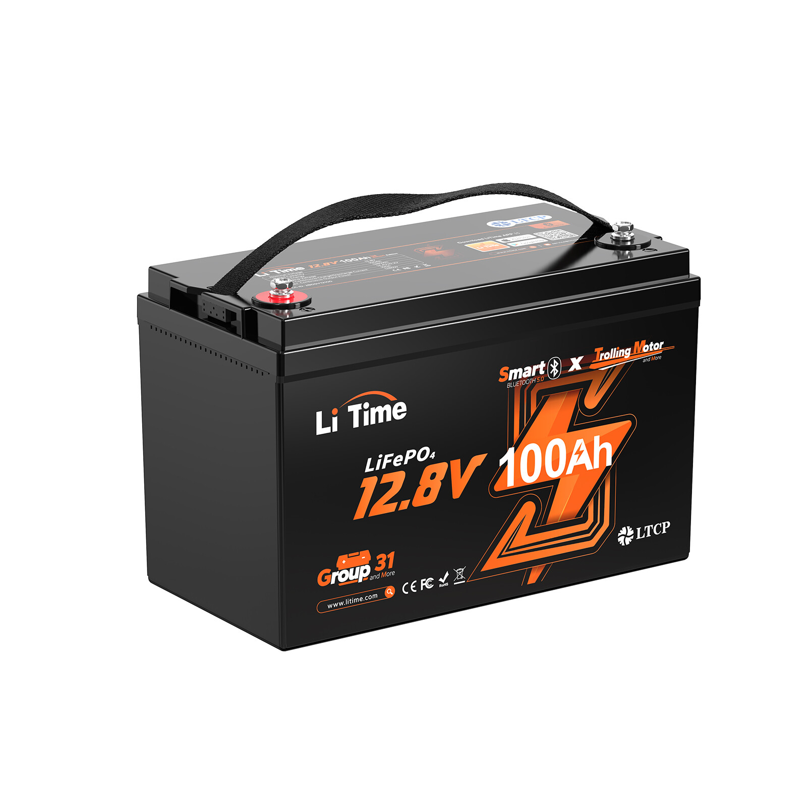 LiTime 12V 100Ah Group 31 Bluetooth LiFePO4 Lithium Battery Low-Temp Protection