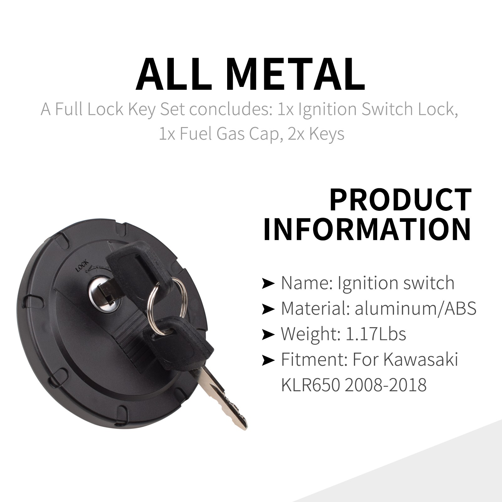 Fit for Kawasaki KLR650 2008-2018 Ignition Switch Fuel Gas Cap Lock Key 4-Wires