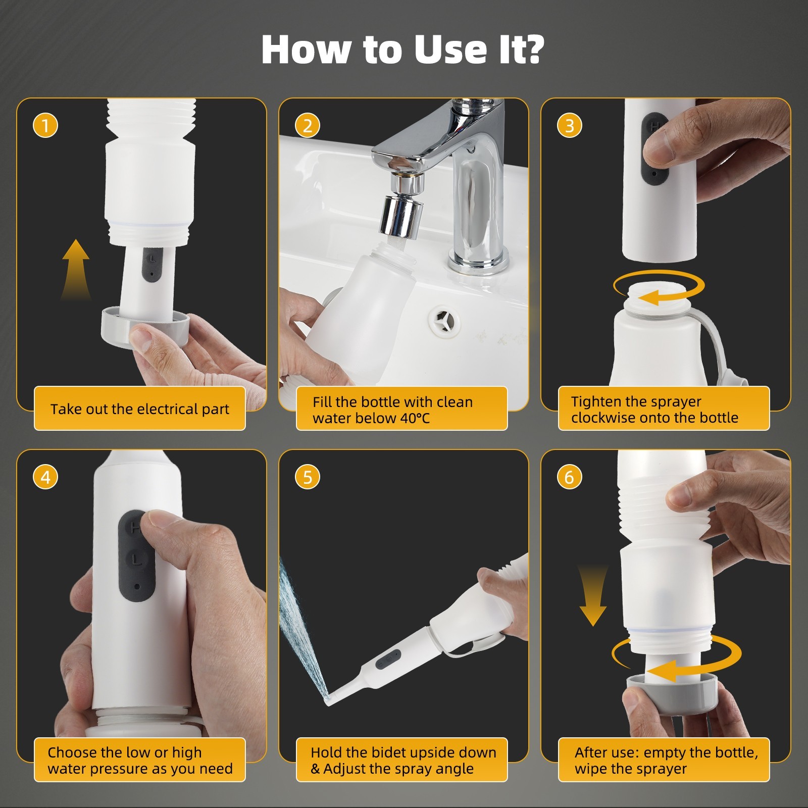 Portable Bidet for Travel High Pressure Electric Handheld Bidet Sprayer 4 Modes