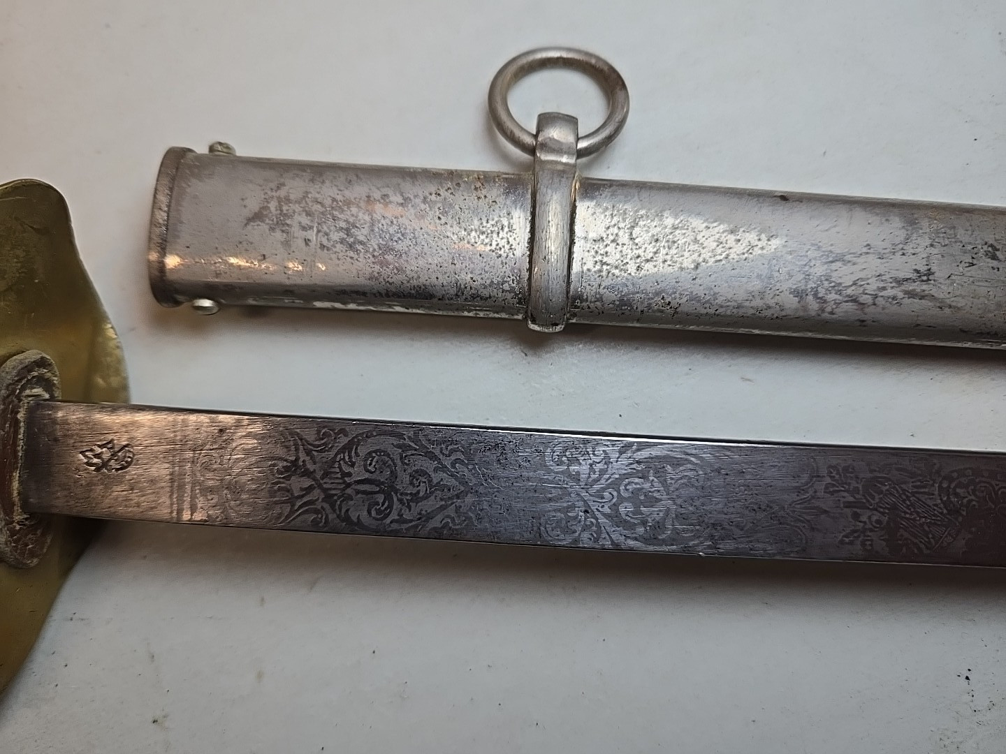 WWI M1889 German Wurttemberg Kinder Sabel Sword w/Scabbard - Etched - Kirschbaum